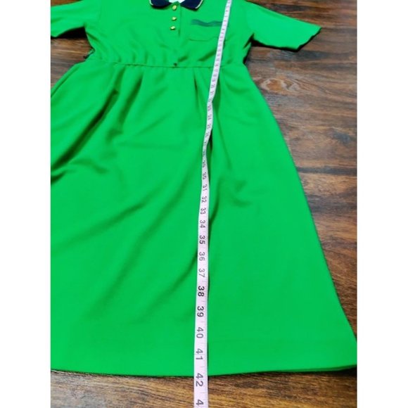 VTG California Girl Short Sleeve Pleated A-Line Midi Dress Green Women's Size 12 - Picture 13 of 13